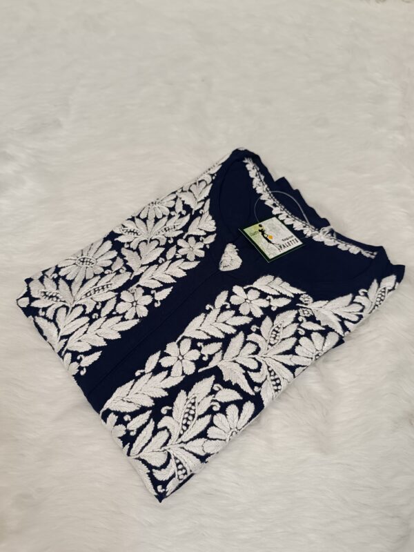 Modal Chikankari Kurti With Heavy Front & Back Thread Work