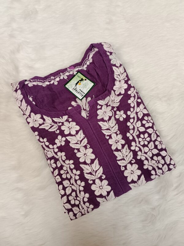 Maslin Jacket Pattern Chikankari Kurti With 3D Front & Back Thread Work