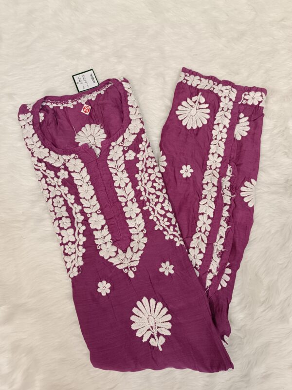 Maslin Jacket Pattern Chikankari Kurti With 3D Front & Back Thread Work