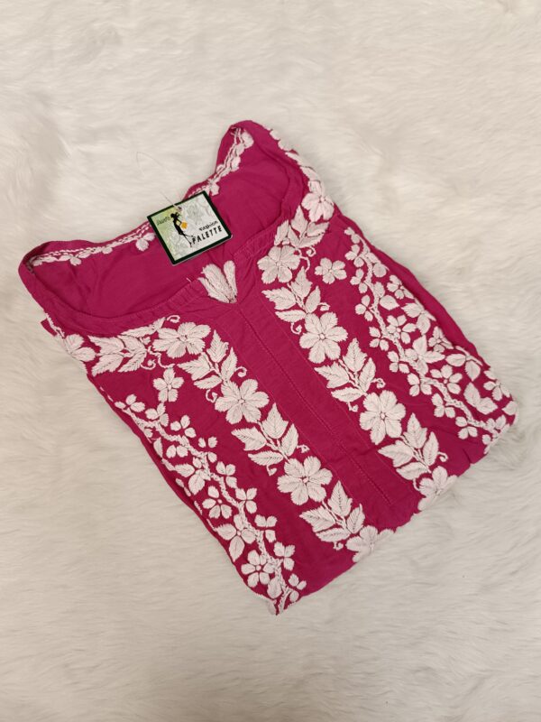 Maslin Jacket Pattern Chikankari Kurti With 3D Front & Back Thread Work