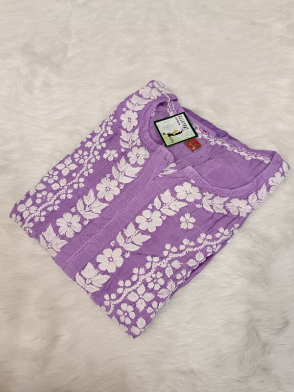 Maslin Jacket Pattern Chikankari Kurti With 3D Front & Back Thread Work