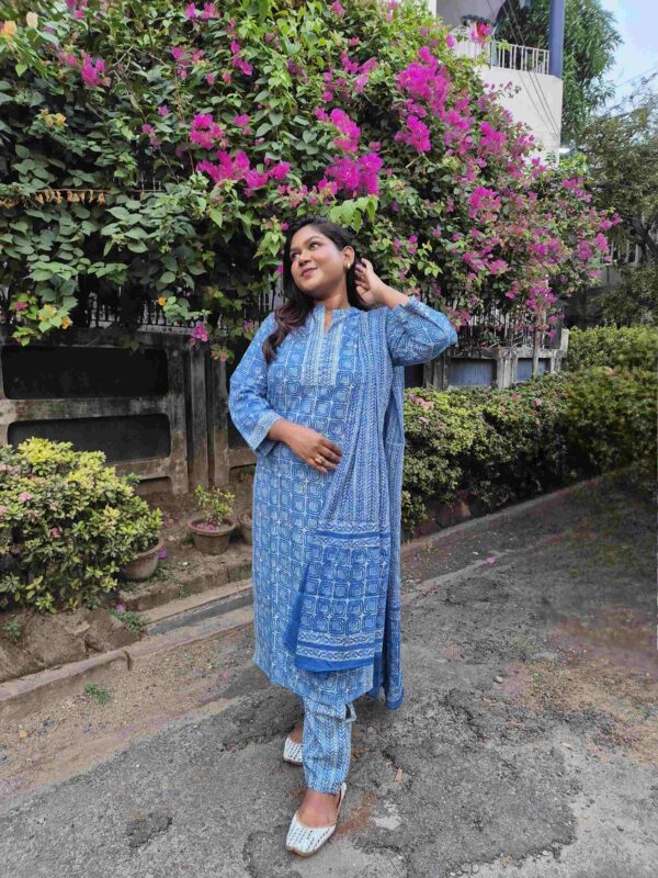 Ajrakh Cotton 3 Piece Kurti