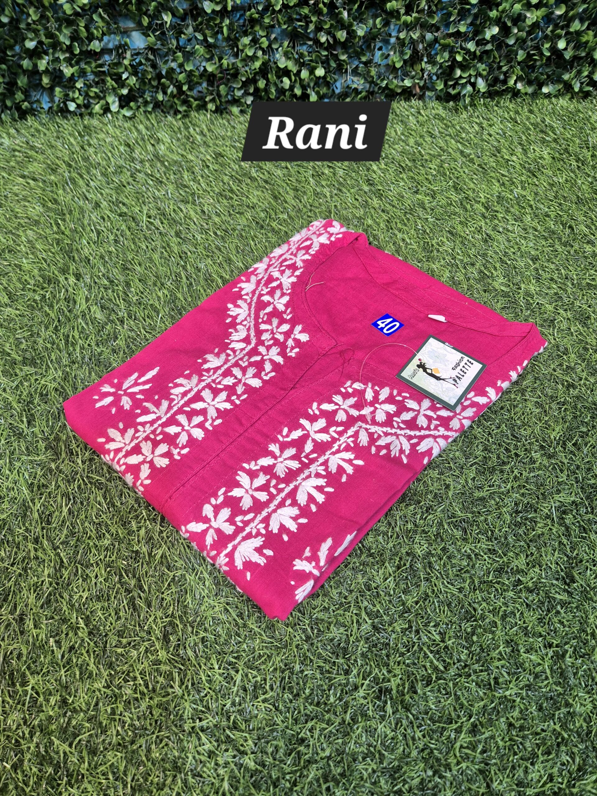 Chikankari cotton kurti side slit work