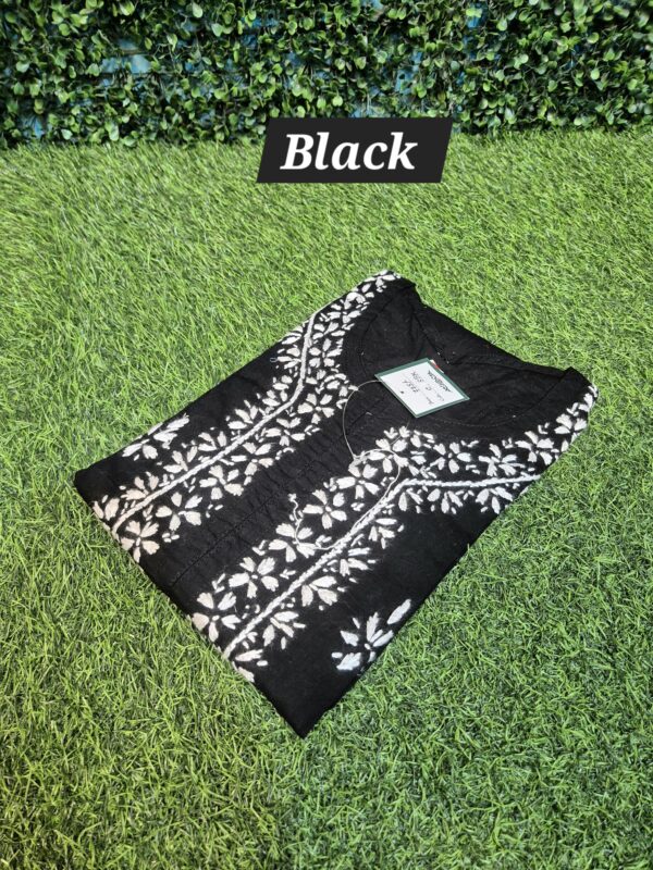 Chikankari cotton kurti side slit work