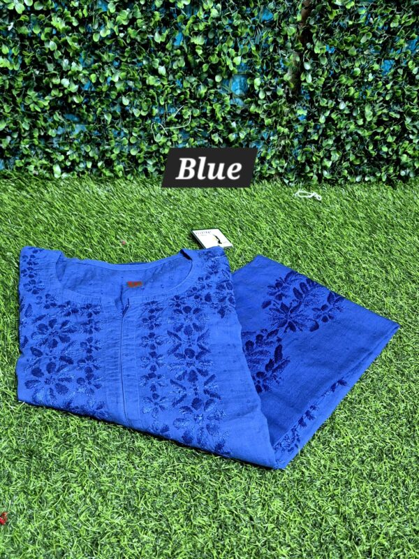 Self-dual dobby cotton chikankari kurti