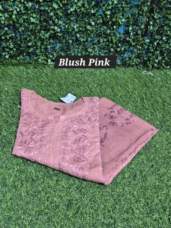 Self-dual dobby cotton chikankari kurti
