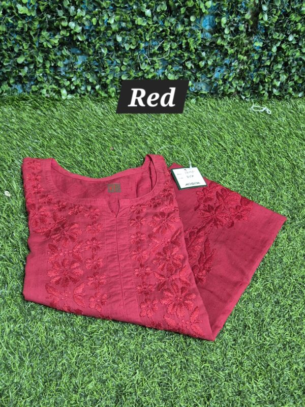 Self-dual dobby cotton chikankari kurti