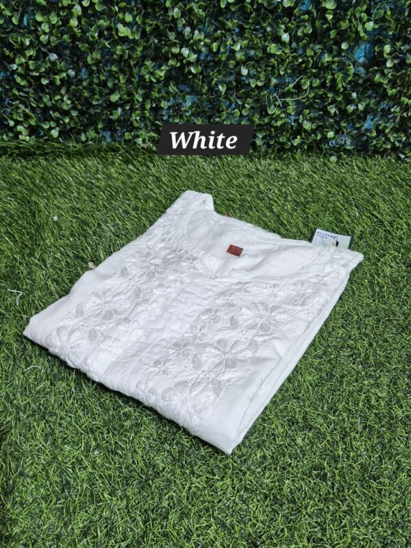 Self-dual dobby cotton chikankari kurti
