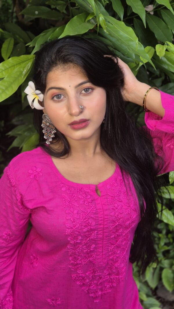 Self dobby cotton chikankari two piece