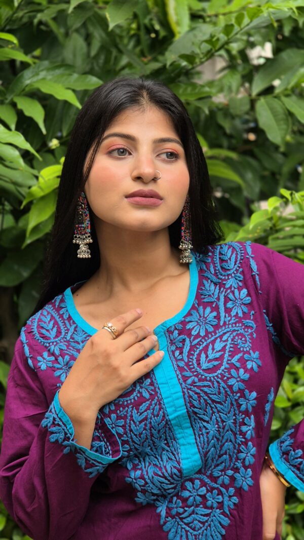 Cotton chikankari multi thread work