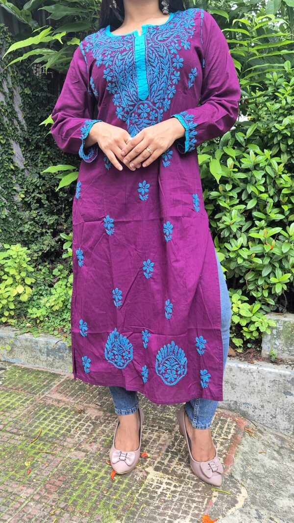 Cotton chikankari multi thread work