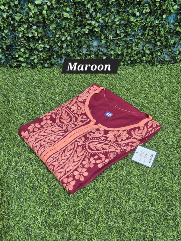 Cotton chikankari multi thread work
