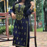 Rayon multi thread chikankari set