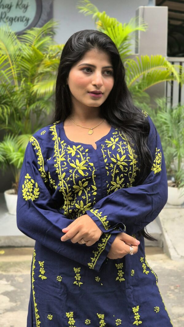 Rayon multi thread chikankari set