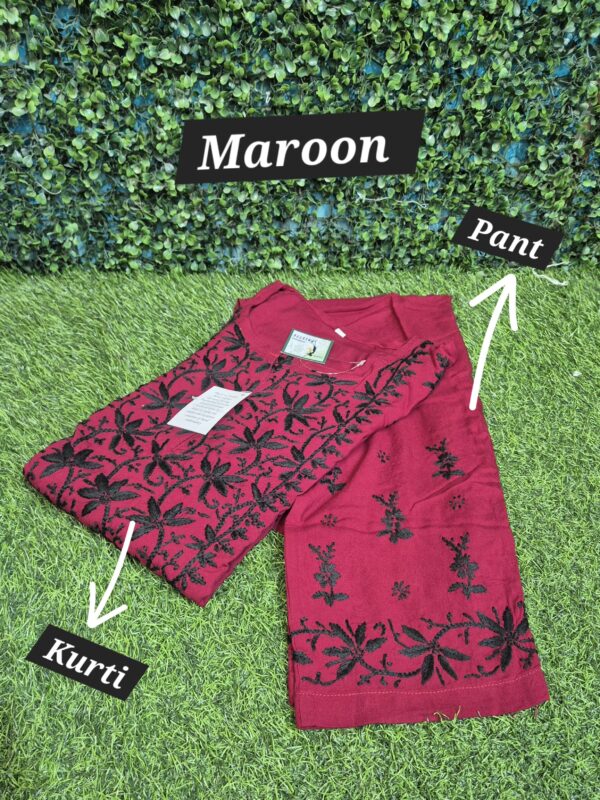Rayon multi thread chikankari set