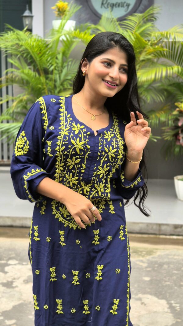 Rayon multi thread chikankari set