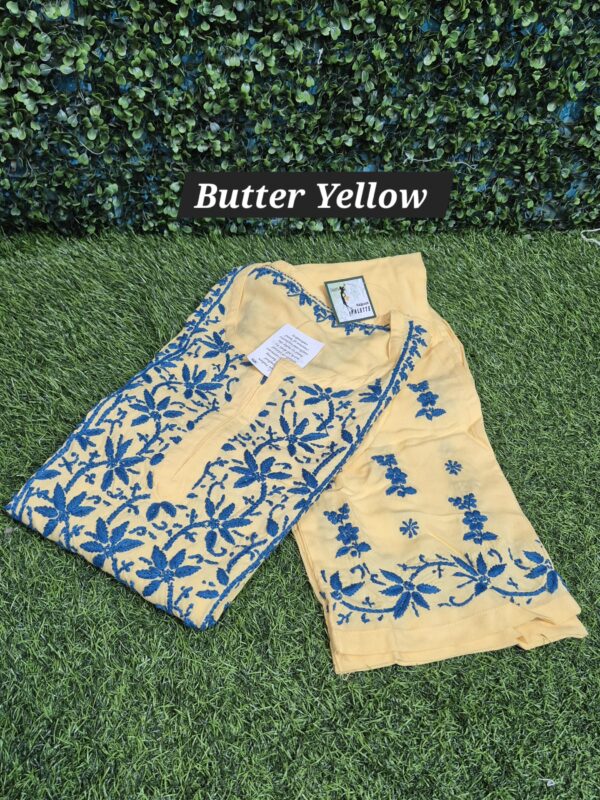 Rayon multi thread chikankari set