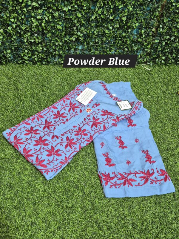 Rayon multi thread chikankari set
