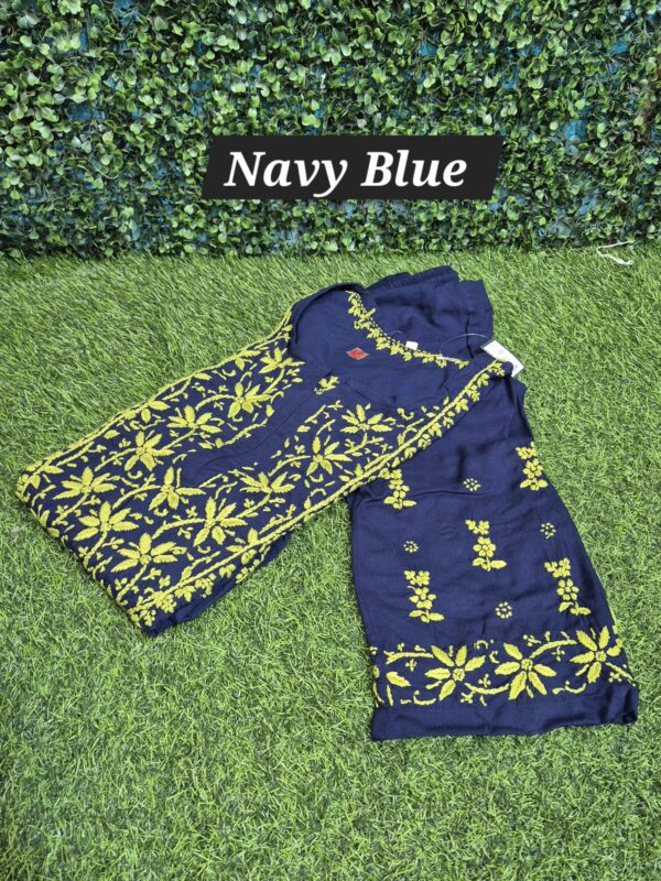 Rayon multi thread chikankari set