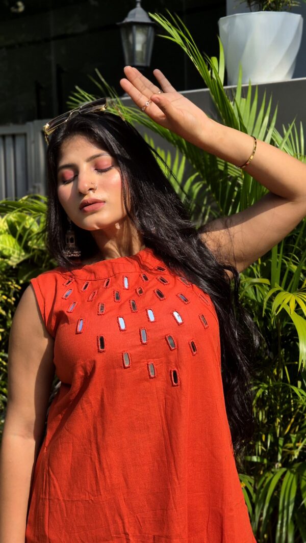 Jaipuri cotton cord set mirror work