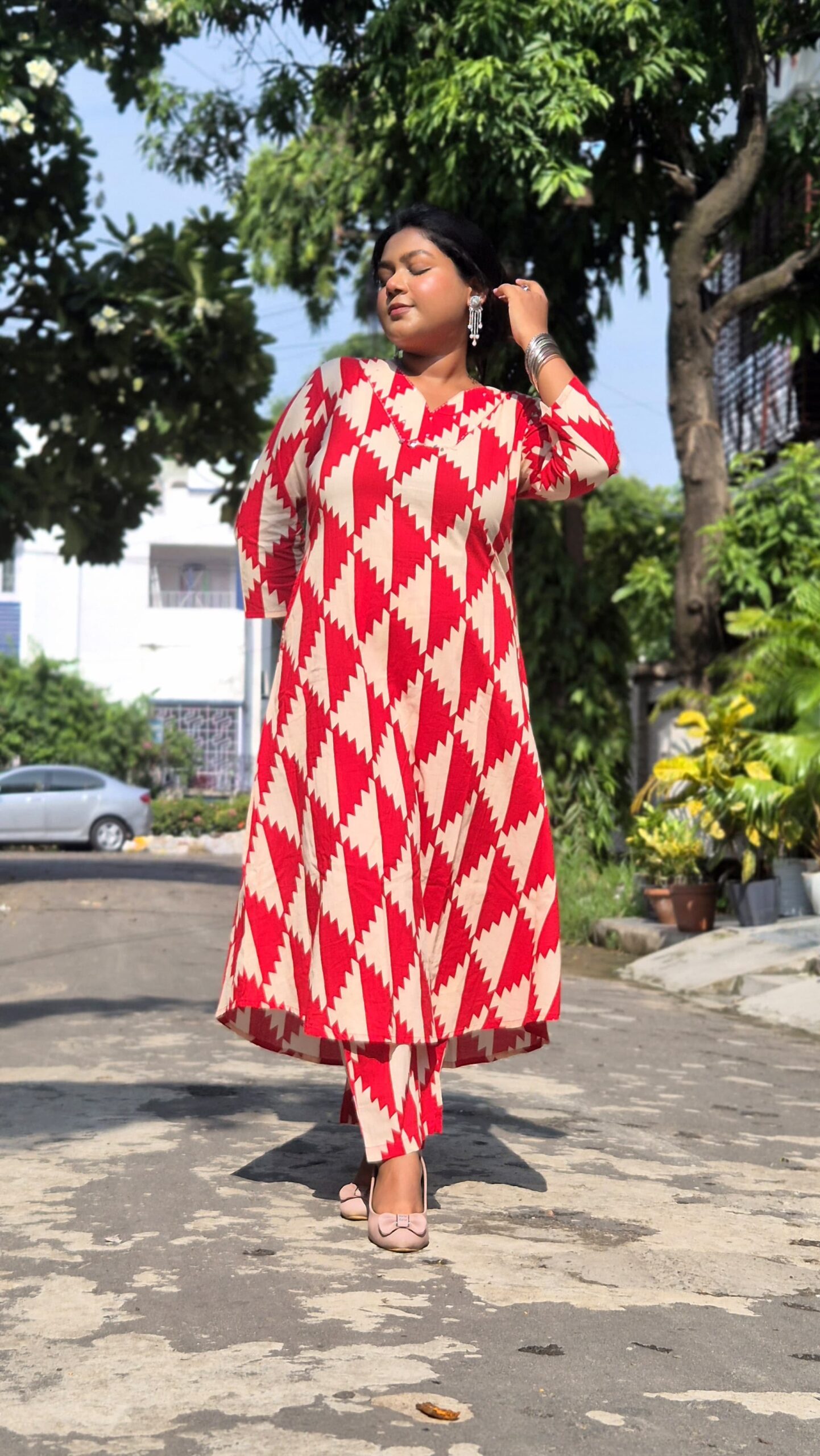 Jaipuri pure cotton long cord set