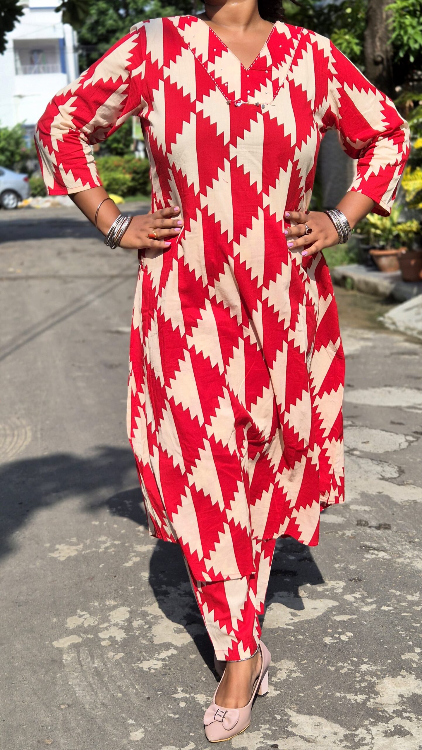 Jaipuri pure cotton long cord set