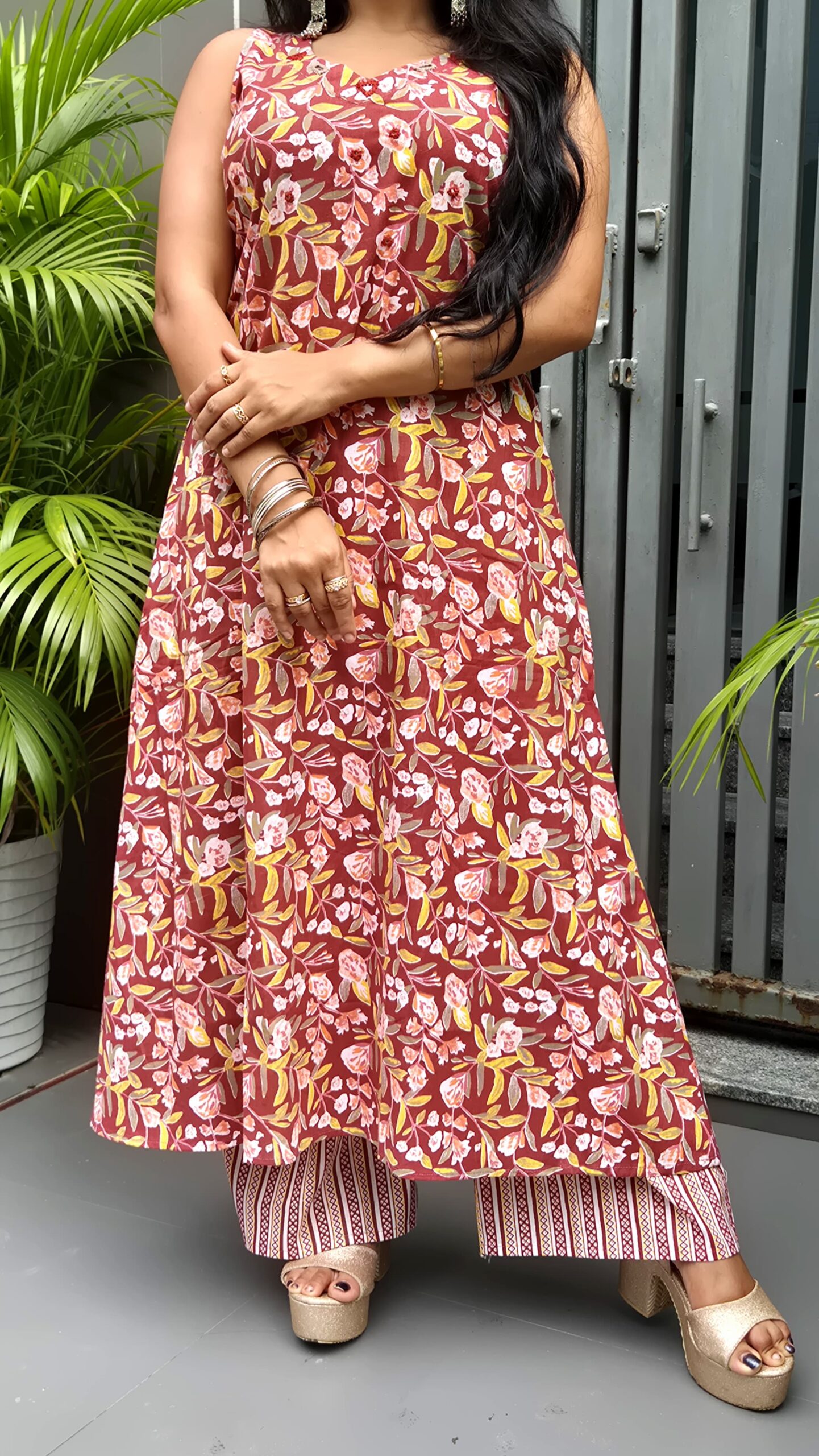 Jaipuri floral print cotton 2 piece set