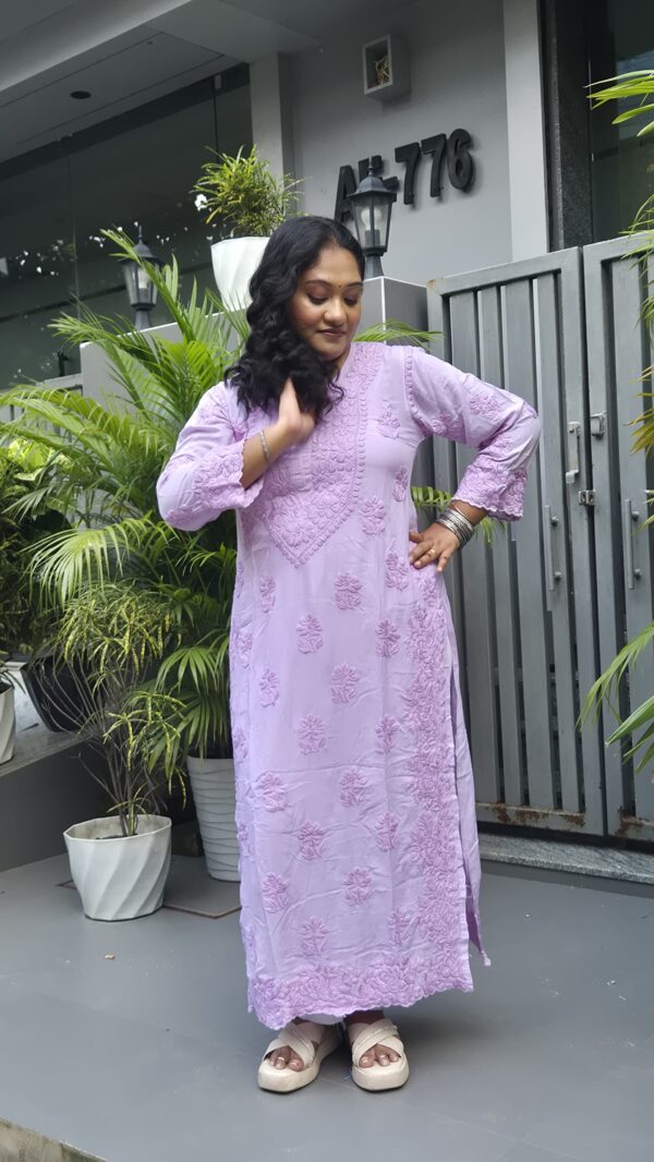 3D modal chikankari cutwork tone-tone