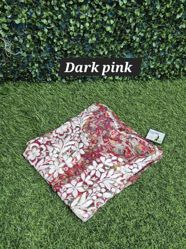 Printed Organza chikankari 3d work
