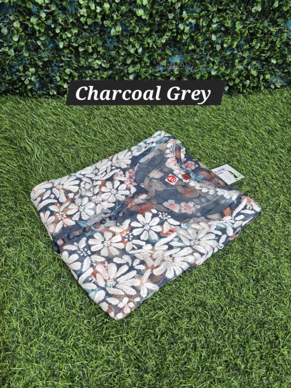 Printed Organza chikankari 3d work