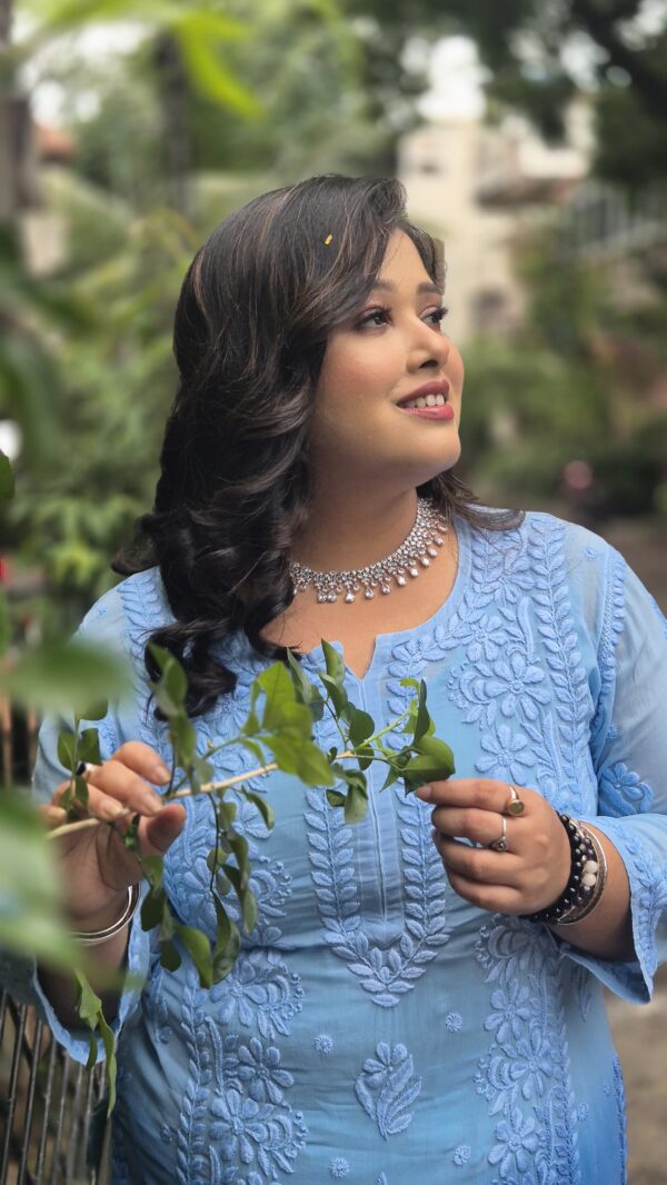 Viscose ombre 3d work chikankari