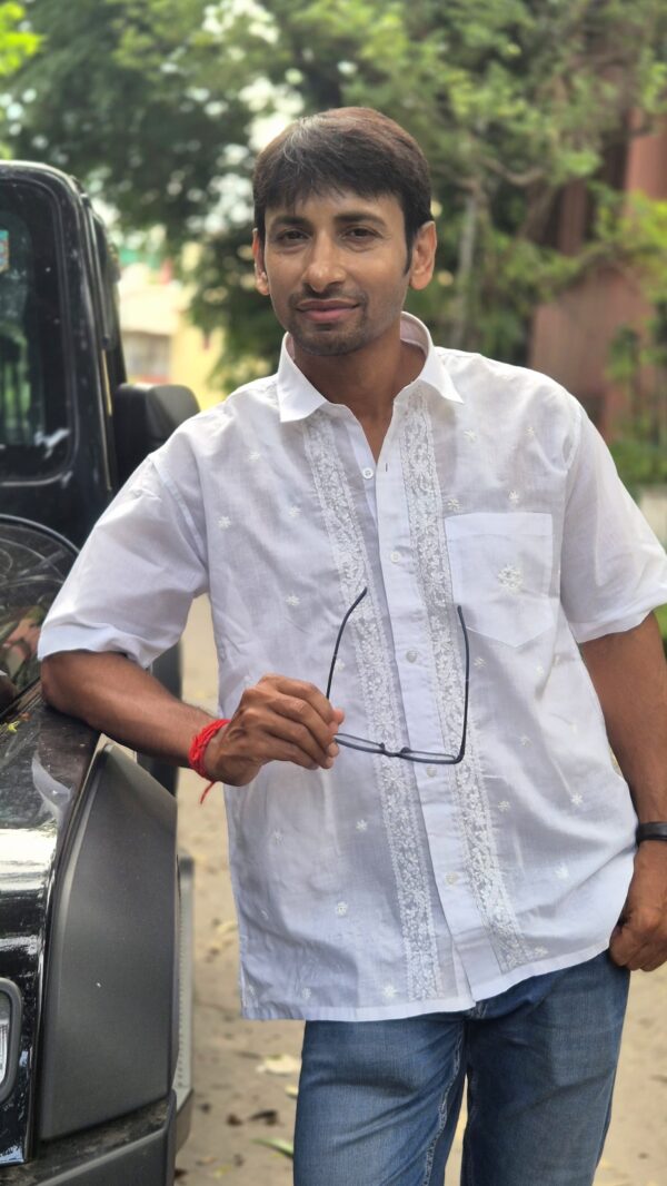 Men's cotton chikankari keel shirt