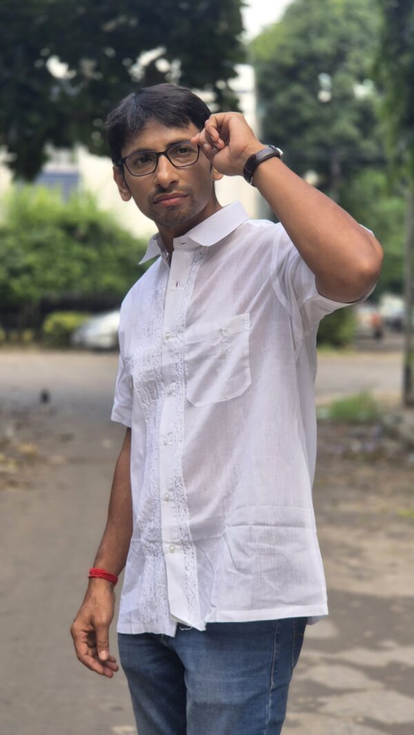Men's White chikankari designer shirt