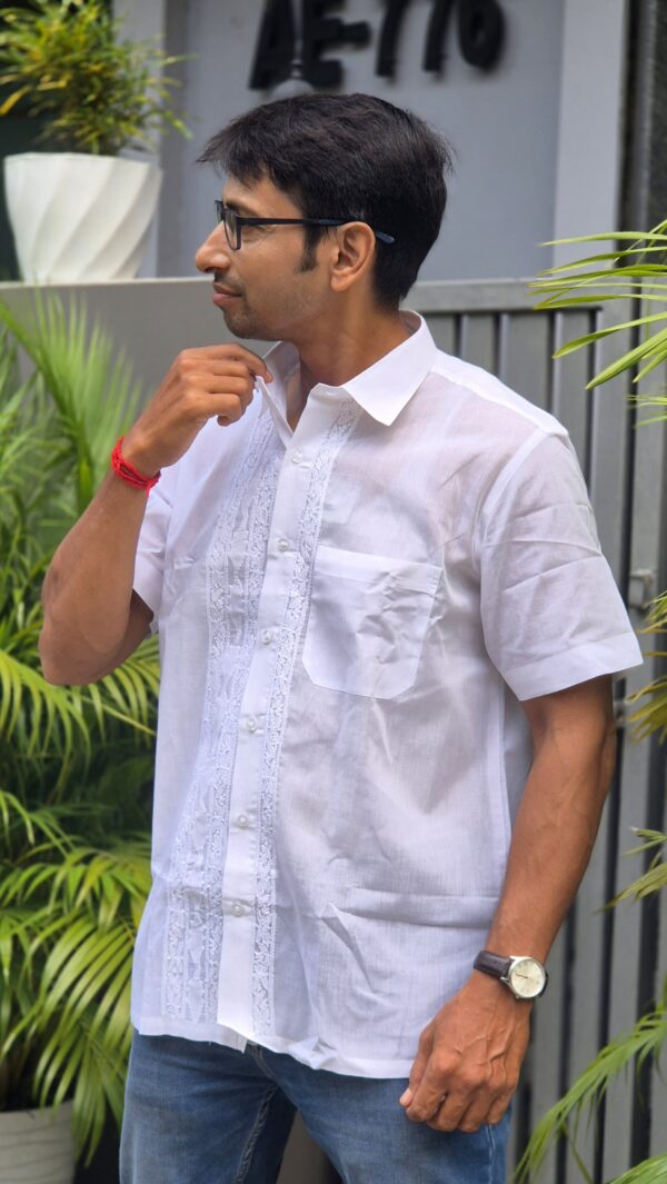 Men's White chikankari designer shirt