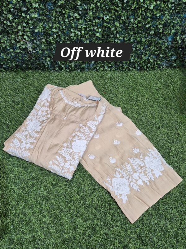 3D chikankari roman silk set