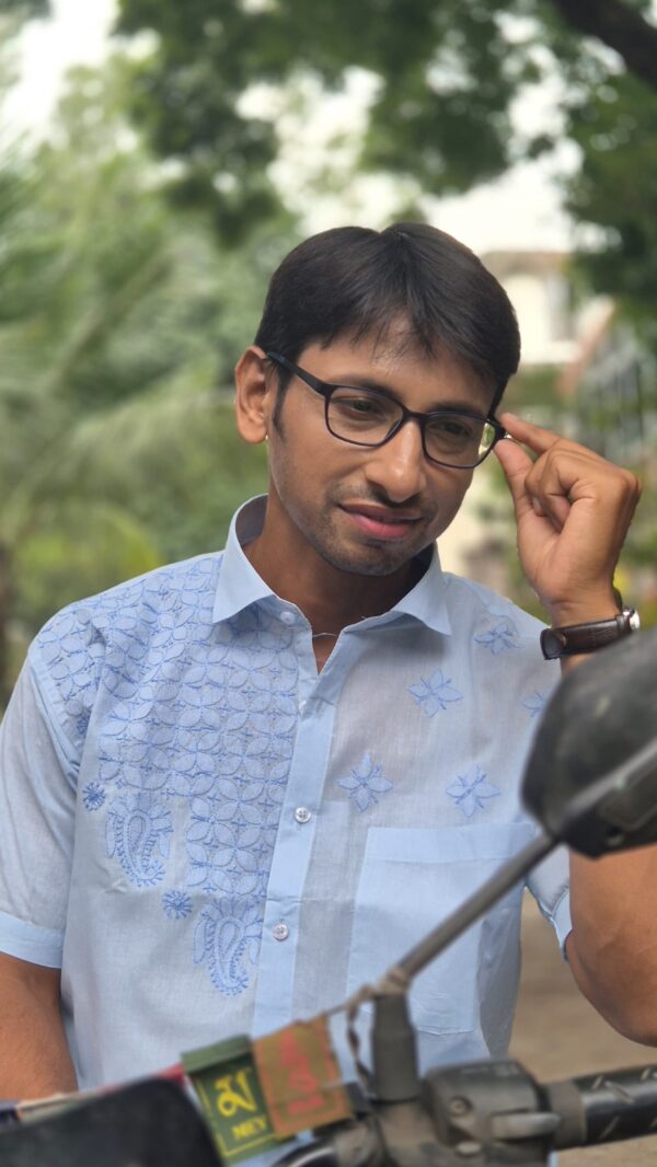 Mens chikankari tone to tone work