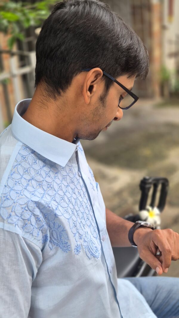 Mens chikankari tone to tone work