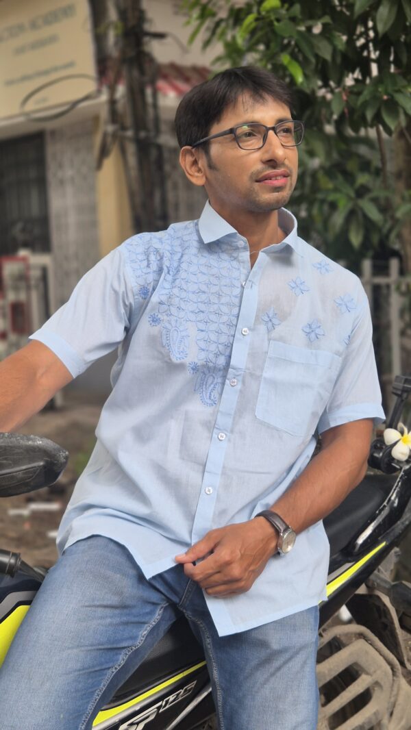 Mens chikankari tone to tone work