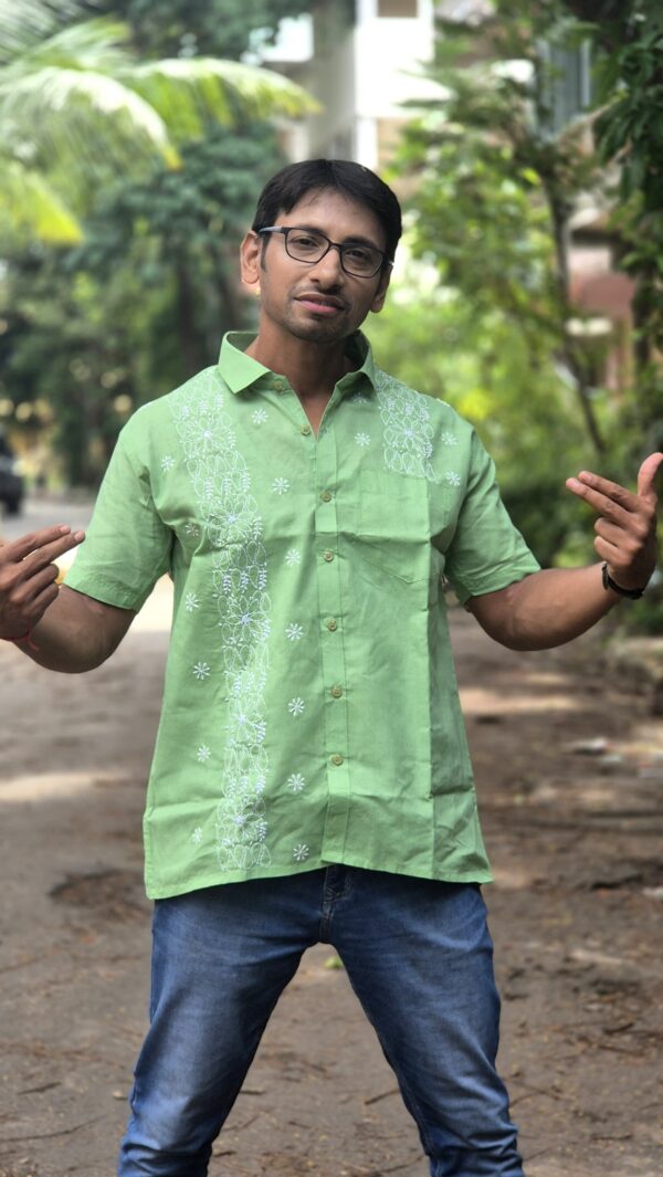 Chikankari White thread work shirt