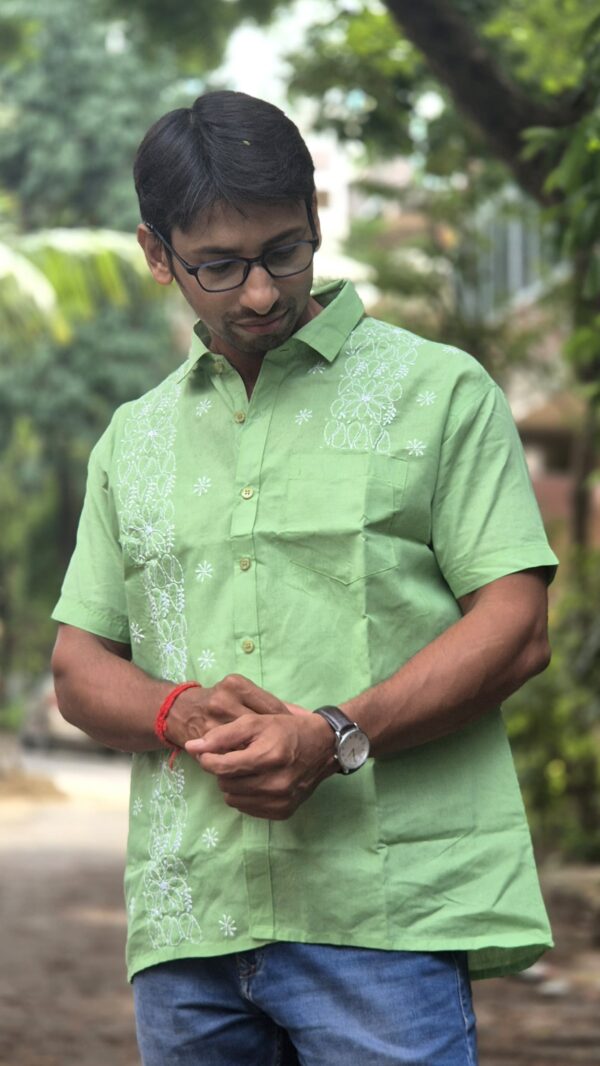 Chikankari White thread work shirt