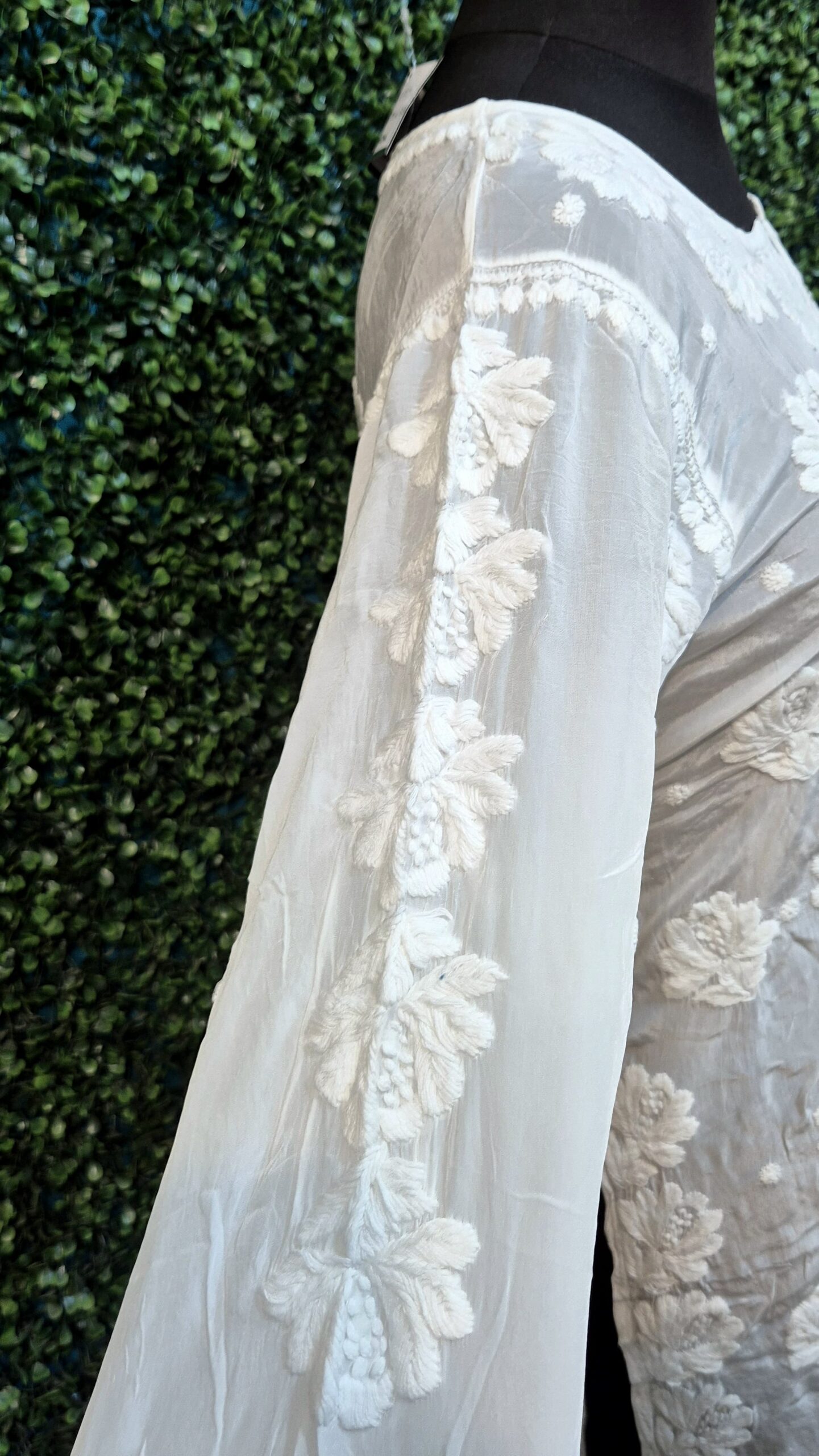 Crepe silk 3d work chikankari kurti