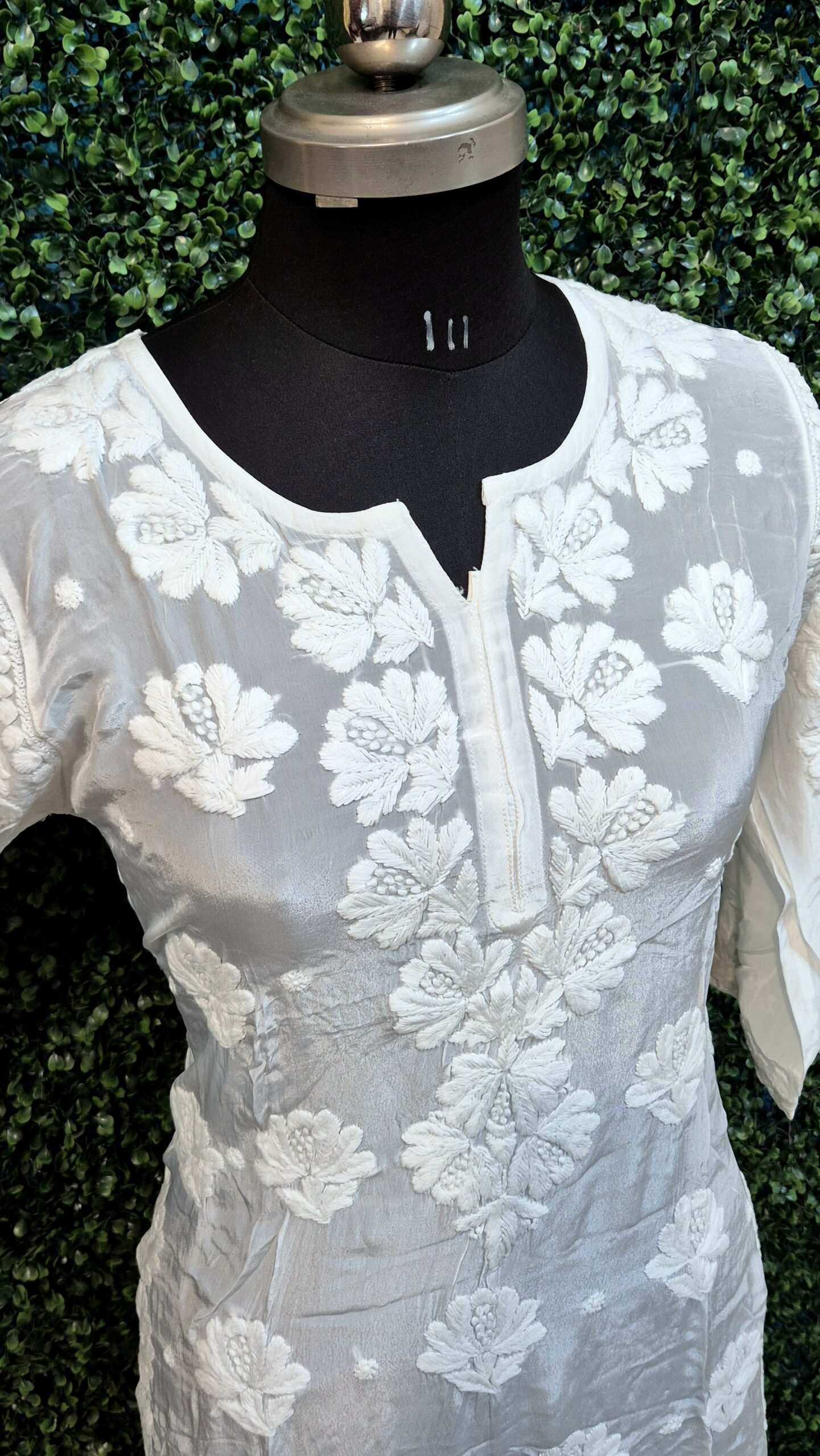 Crepe silk 3d work chikankari kurti