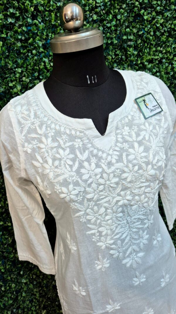 Cotton short chikankari kurti