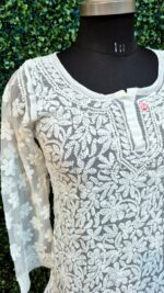 Jaal work chikankari short top including inner - Image 2