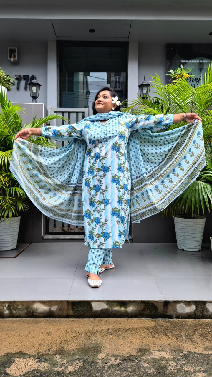 Blue floral 3 pc set