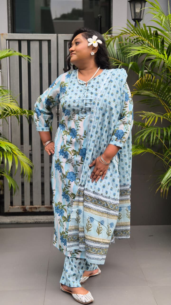 Blue floral 3 pc set