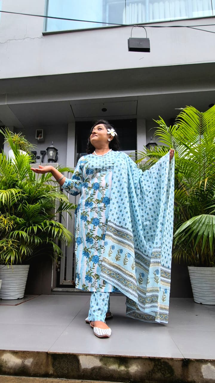 Blue floral 3 pc set