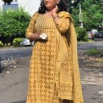 Mustard yellow jaipuri print 3 pc set