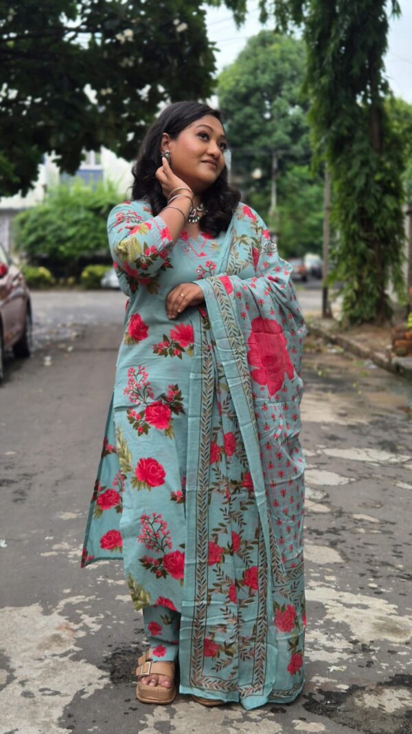 Sea green floral 3 pc set