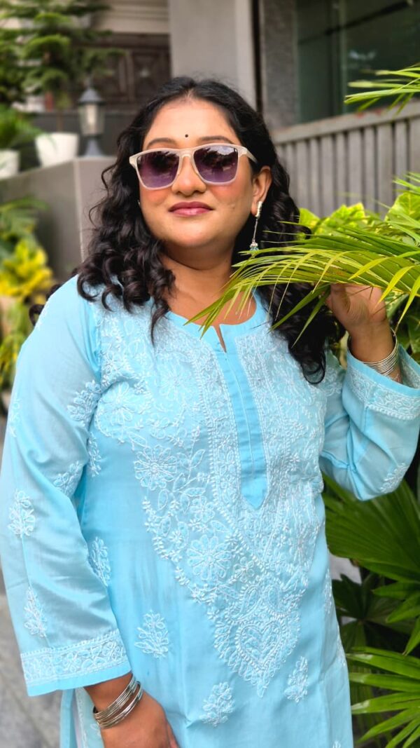 Voile cotton chikankari gala buti work